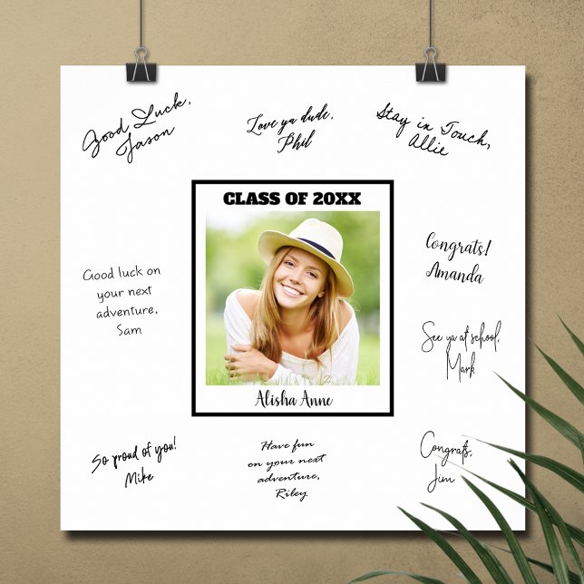 Poster Message de signature de la partie de graduation ph (Photo graduation party autograph message poster - PRINTED and/or INSTANT DOWNLOAD)