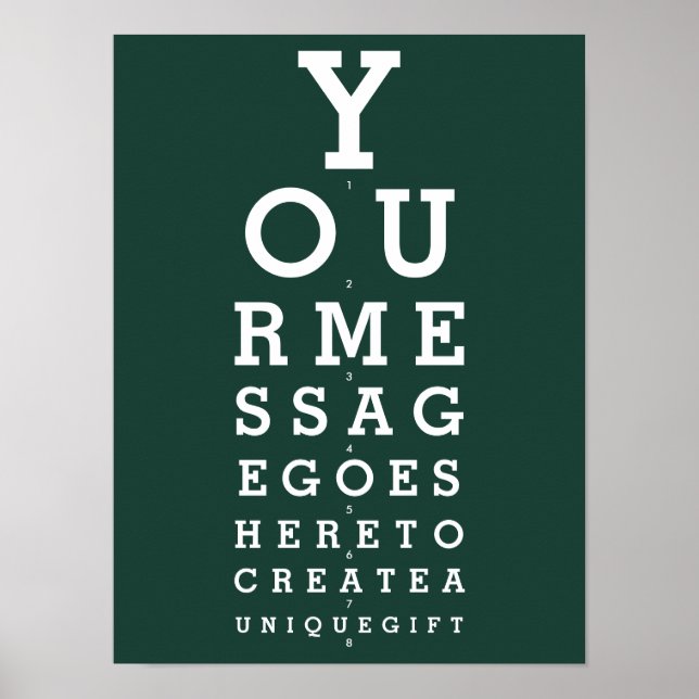 Poster Message personnalisé Emerald Green Eyesight Chart (Devant)
