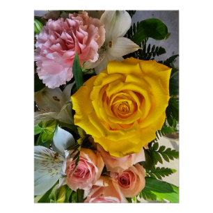 Poster Message rose jaune