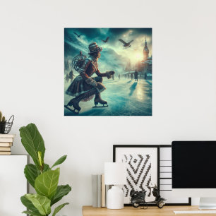 Poster Messager d'hiver Steampunk Victorian Fantasy