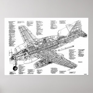 Poster Messerschmitt me-262 chasseur à réaction (Diagram)