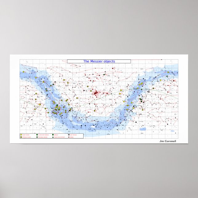 Poster Messier Star Chart, vue globale simple (Devant)