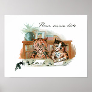 Poster Messy Cats par Louis Wain Postcard