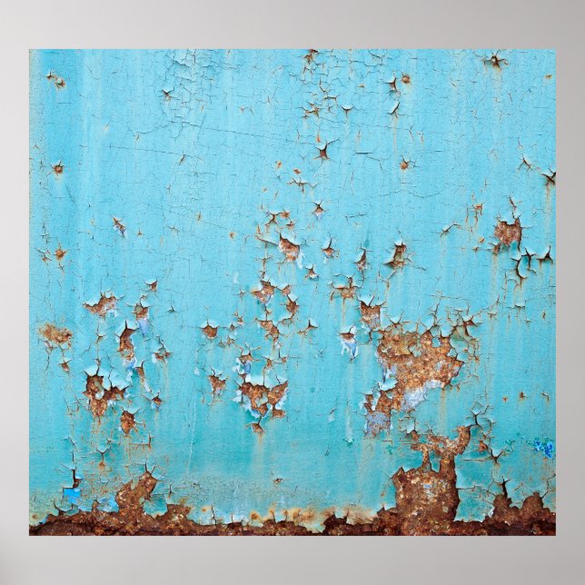 Poster Métal bleu rouillé : Mur texturé. (Devant)