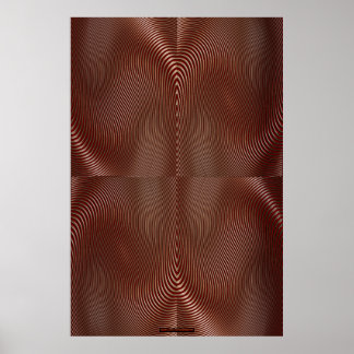Poster Métal de bronze sur rouge illusion optique Mur d'a