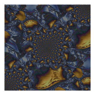 Poster Métal Moulé or et argent bleu