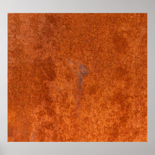 Poster métal rouillé patiné : texture orange-rouge.