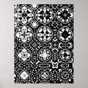 Poster Metamorphosis Medallion Pattern Black and White 