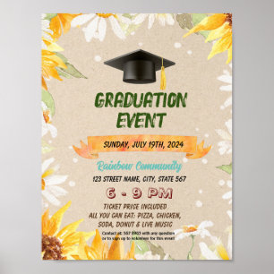 Poster Mete Tournesol thème de graduation circulaire