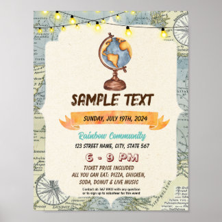 Poster Mete World globe thème flyer