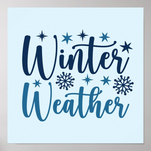 Poster Météo d'hiver - Typographie des Fêtes Neiges (Devant)