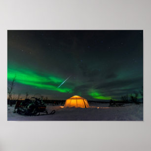 Poster Météore de Geminid et les lumières du nord en