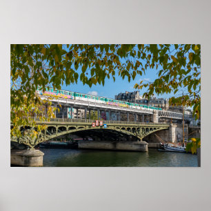 Poster Metro on Bir-Hakeim  bridge- Paris, France