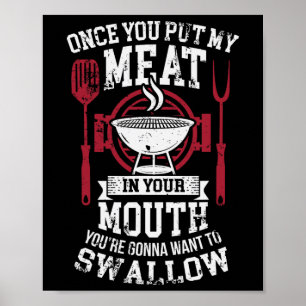 Poster Mets Ma Viande Dans Ta Bouche Drôle Barbecue Sarca