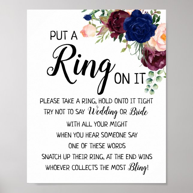Poster Mettez un anneau sur elle nuptiale douche jeu mari (Devant)
