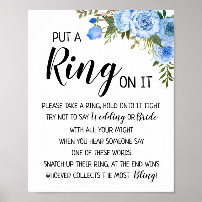 Poster Mettez une bague sur elle mariage de douche nuptia (Devant)