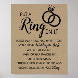 Poster Mettez une bague sur elle mariage de douche nuptia