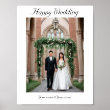 Mettez votre photo de mariage et votre nom sur l'a