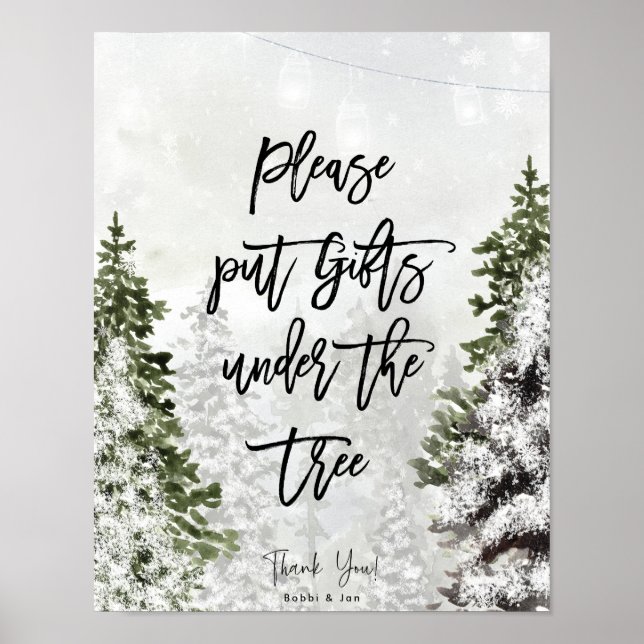 Poster mettre des cadeaux sous l'affiche de Noël des arbr (Devant)