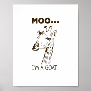 Poster Meuh je suis une chèvre drôle graphique girafe vin