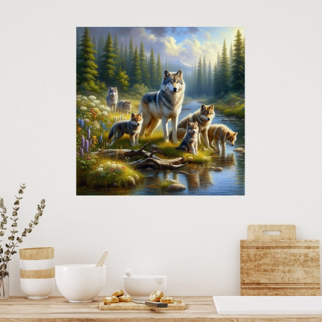 Poster Meute de loups Stream Nature Faune  (Cuisine)