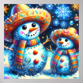 Poster Mexicain Art Snowmen Snowman Adresse de retour