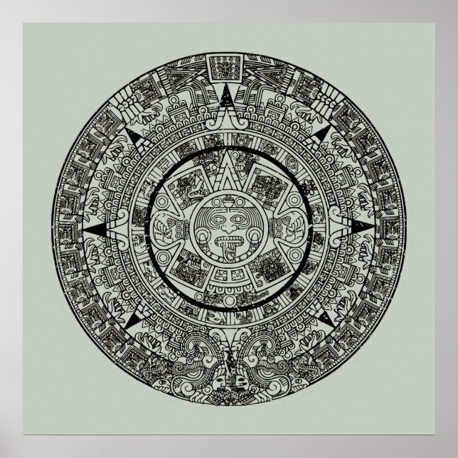 Poster Mexicaine Aztec Sun Stone Maya Calendrier 1 (Devant)