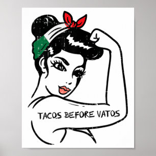Poster Mexicaine Rosie forte femme Tacos avant Vatos Cinc