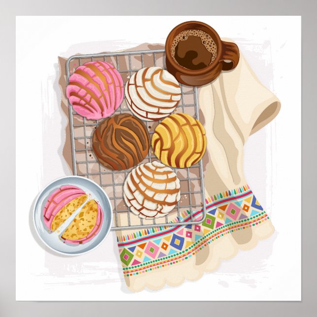 Poster Mexican Conchas Pan Dulce & Champurrado  (Devant)