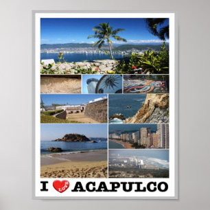 Poster Mexique - Acapulco - I Love -