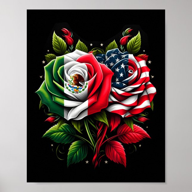 Poster Mexique Drapeau Usa Drapeau Mexicain Drapeau Améri (Devant)
