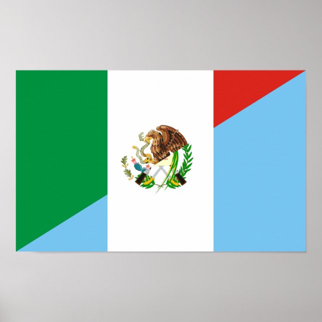 Poster mexique guatémala symbole du pays à demi-drapeau (Devant)
