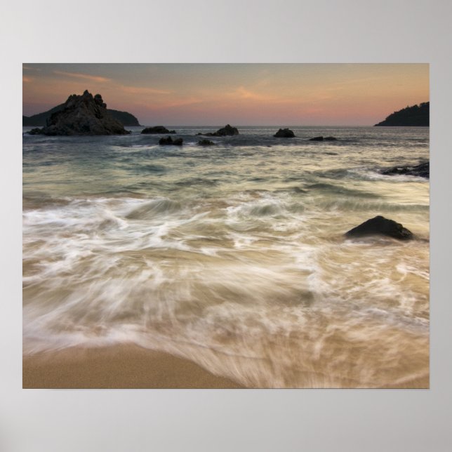 Poster Mexique, Guerrero, Zihuatanejo. Surf le long (Devant)