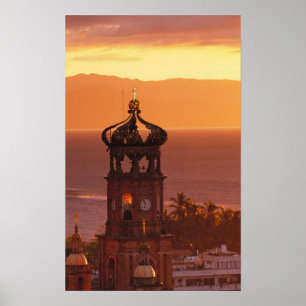 Poster Mexique, Jalisco, Puerto Vallarta. Tour de l'églis