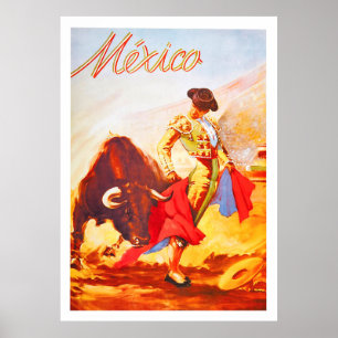 Poster Mexique, Matador Corrida de taureaux