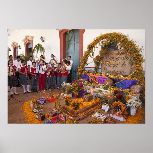 Poster Mexique, province d'Oaxaca, Ocotlan, étudiants en (Devant)