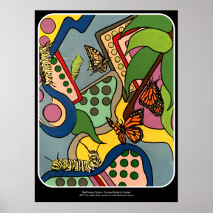 Poster Mi-siècle Abstraite de papillon peinture sur