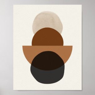 Poster Mi-siècle formes brun beige noir