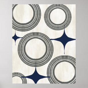 Poster Mi-siècle moderne Abstrait Poster-gris bleu