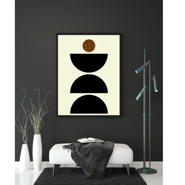 Poster Mi-siècle moderne géométrique Noir Beige minimalis (Créateur téléchargé)