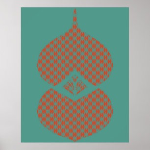 Poster Mi-siècle moderne géométrique Orange Turquoise
