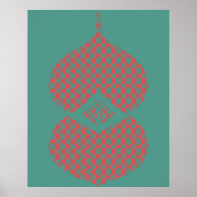 Poster Mi-siècle moderne géométrique rose Turquoise (Devant)