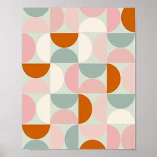 Poster Mi-siècle moderne Sage Vert Blush Orange Motif
