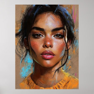 Poster Mia - Expressive Africaine Américaine Portrait Fem