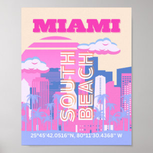 Poster Miami Beach, Art de voyage à Miami, Préparatoire