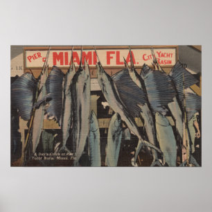 Poster Miami, FL - vue de club de yacht de ville du