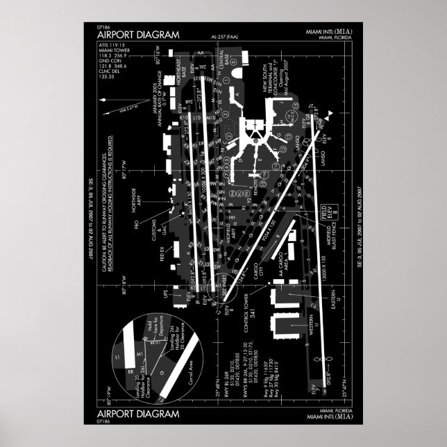 POSTER MIAMI INTERNATIONAL AIRPORT FAA DIAGRAM (Devant)