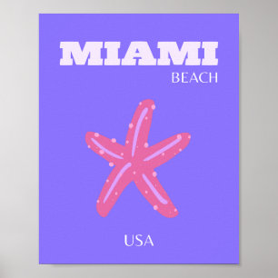 Poster Miami, Miami Beach, Preppy Room, Violet, Lilac
