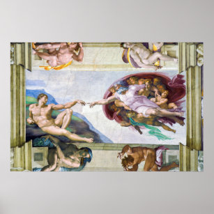 Poster Michelangelo - Création d'Adam, Chapelle Sixtine