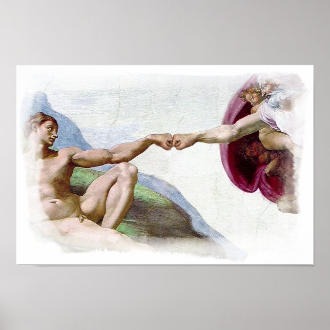 Poster Michelangelo Création De L'Homme - Dieu Adam Fist  (Devant)